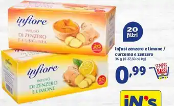 In'S Mercato Infusi Zenzero e Limone/Curcuma e zenzero 36 g offerta