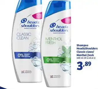 In'S Mercato Shampoo Head&Shoulders Classic Clean/Menthol Fresh 600 ml offerta