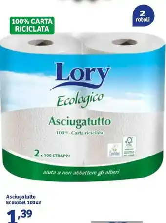 In'S Mercato Lory Asciugatutto Ecolabel 100x2 offerta