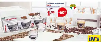 Cerve 6 Tazzine in Vetro Decorato