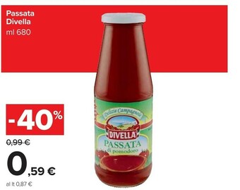 Carrefour Market Divella Passata Di Pomodoro 680 G(ml) offerta