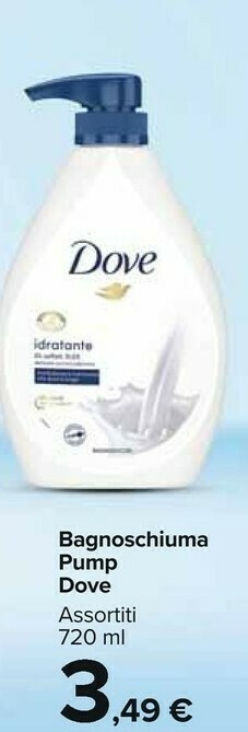 Carrefour Market Dove Bagnoschiuma Pump Idratante 720 Ml offerta