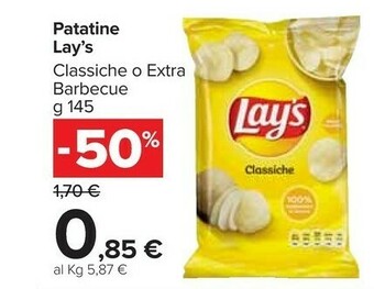 Carrefour Market Lay's Patatine Classiche 145 G(ml) offerta
