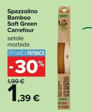 Carrefour Market Carrefour Spazzolino Bamboo Soft Green offerta