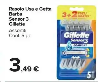 Carrefour Gillette Rasoio Usa E Getta Barba Sensor 3 offerta