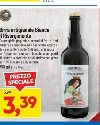 DPiù Il Risorgimento Birra Artigianale Bianca 750 Ml offerta