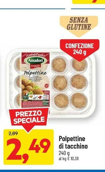 DPiù Amadori Polpettine Con Zucca E Carote Delicate Con Carne Di Tacchino 240 G(ml) offerta