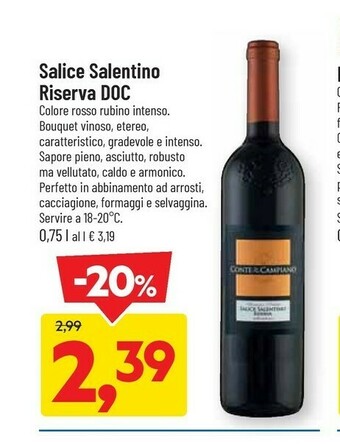 DPiù Salice Salentino Riserva Doc offerta