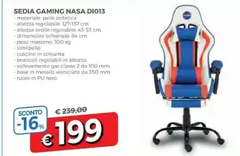 Famila Nasa DIO13 Sedia Gaming offerta
