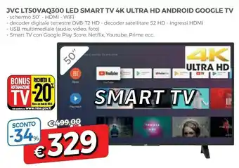 Famila Jvc LT-50VUQ390I TV 127 Cm (50") 4K Ultra HD Smart TV Wi-Fi Nero offerta