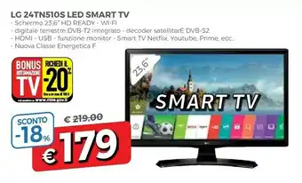 Famila LG 24TN510S-PZ TV 59,9 Cm (23.6") Full HD Smart TV Wi-Fi Display Arrotolabile Nero offerta