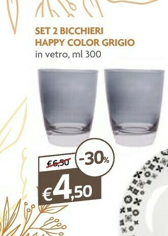 Famila Excelsa Set 2 Bicchieri Happy Color Grigio offerta