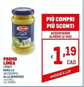 Metro Barilla I Pesti Alla Genovese Senza Aglio 190 G(ml) offerta