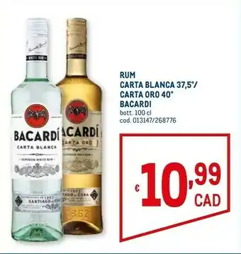 Metro Bacardi Ron Carta Blanca Superior 1000 G(ml) offerta