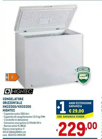 Metro Hightec Congelatore Orizzontale HKC0300/ HXC0300 offerta