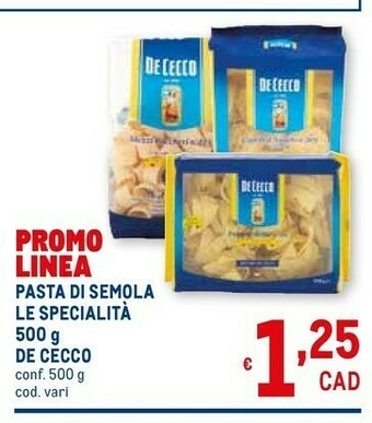 Metro De Cecco Pasta di semola offerta