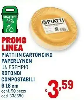 Metro Piatti In Cartoncino Paperlynen Rotondi Compostabili offerta