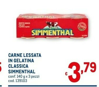 Metro Simmenthal Carne Lessata In Gelatina Classica offerta