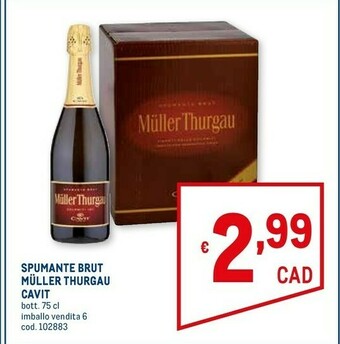 Metro Cavit Spumante Brut Muller Thurgau 750 G(ml) offerta