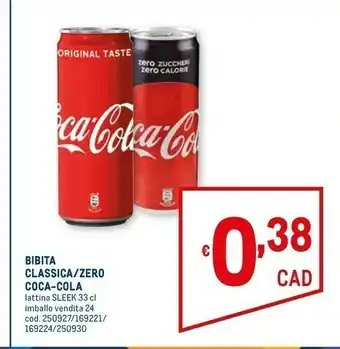 Metro Coca-Cola - Coca-Cola Zero 330 G(ml) offerta