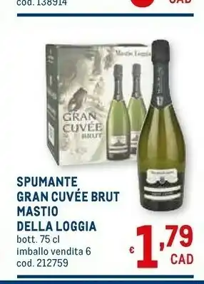 Metro Spumante Gran Cuvée Brut Mastio Della Loggia offerta