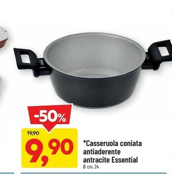 Casseruola Coniata Antiaderente Antracite Essential