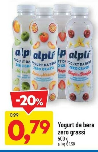 DPiù Alplì - Yogurt Da Bere Zero Grassi Fragola offerta