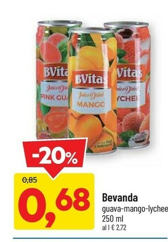 Bvitas Bevanda Guava/ Mango/ Lychee 250 Ml