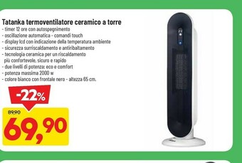 DPiù Tatanka Termoventilatore Ceramico A Torre offerta