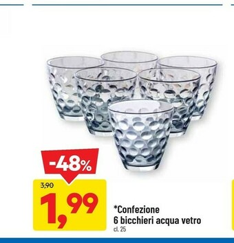 DPiù Confezione 6 Bicchieri Acqua Vetro offerta