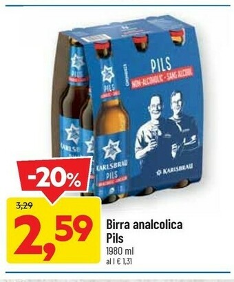 DPiù Karlsbrau Birra Analcolica Pils 1980 Ml offerta