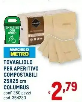 Metro Columbus Tovagliolo Per Aperitivo Compostabili offerta