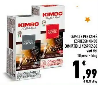 Conad Superstore Kimbo Napoli Capsule Per Caffe 10 Pz 55g offerta