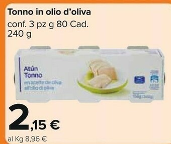 Carrefour Market Tonno In Olio D'oliva 240g offerta