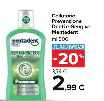 Carrefour Market Mentadent Collutorio Prevenzione Denti E Gengive offerta