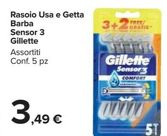 Carrefour Market Gillette Rasoio Usa E Getta Barba Sensor 3 offerta