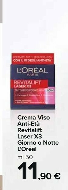 Carrefour Market L'Oreal Crema Viso Anti-eta Revitalift Laser X3 Giorno offerta