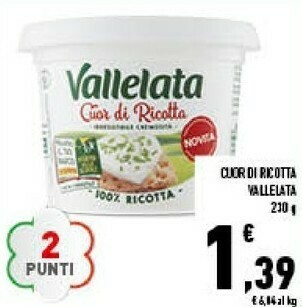 Conad Vallelata Cuor Di Ricotta 230 G(ml) offerta