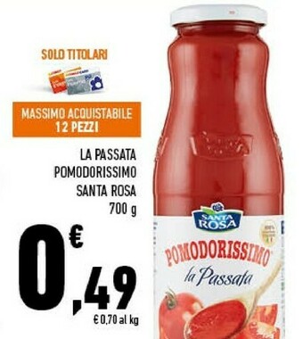 Conad Santa rosa Pomodorissimo La Passata 700 G(ml) offerta