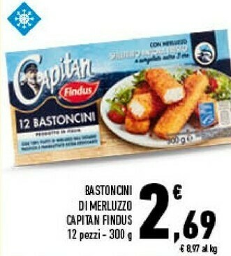 Conad Findus 12 Bastoncini Con 100% Filetti Di Merluzzo 300 G(ml) offerta