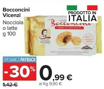 Carrefour Market Matilde Vicenzi Bocconcini Con Crema Di Nocciola 100g offerta