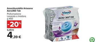 Carrefour Market Ariasana Aero 360 Tab Lavanda Relax 450g offerta