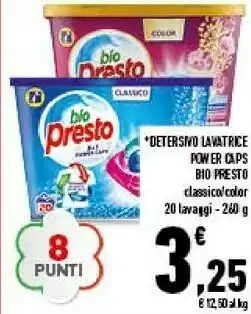 Conad Bio Presto Detersivo Lavatrice Power Caps Classico/ Color 20 Lavaggi offerta