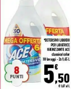 Conad Ace Detersivo Liquido Per Lavatrice Igienizzante Classico/ Color 30 Lavaggi offerta