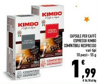 Conad Kimbo Napoli Capsule Per Caffe 10 Pz 55g offerta