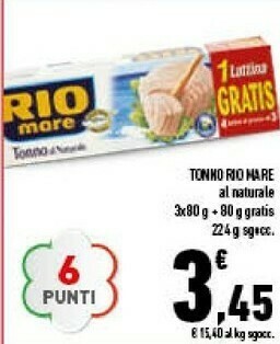 Conad Rio Mare Il Tonno Al Naturale Super Naturale 224 G(ml) offerta