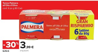 Carrefour Palmera Tonno All'Olio D'Oliva offerta
