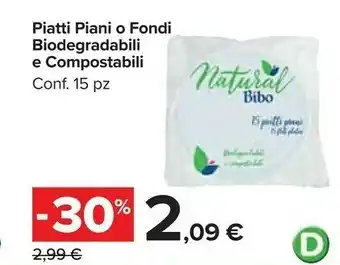 Carrefour Bibo Piatti Piani O Fondi Biodegradabili E Compostabili offerta