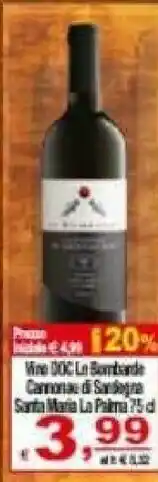 Cantina santa maria la palma Vino Le Bombarde Cannonau Di Sardegna