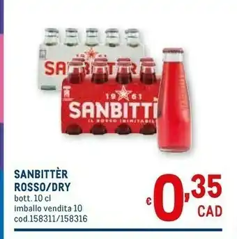 Metro Sanbitter Rosso/ Dry offerta